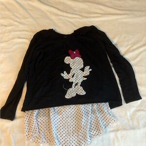 Torrid Black and White Minnie Mouse Long Sleeve Tee Size 2